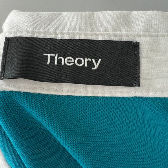 THEORY Green White Cotton Short Sleeve V-Neck Rugby Polo-Rope Jersey Top Size M - Picture 8 of 11